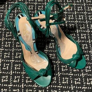 Gucci “Allie” Strappy Sandal, 38, Green Emerald